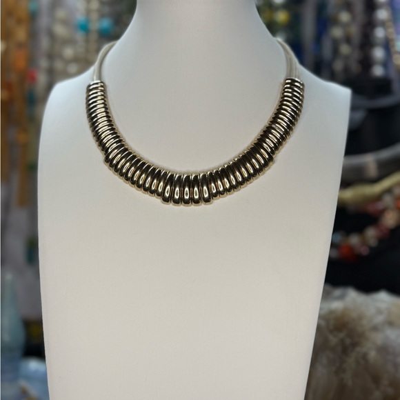 Jewelry - Loft brand Gold Tone Necklace with Cream Cord